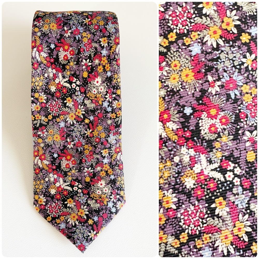 NWT Joseph Abboud Mens Micro Ditsy Floral Silk Cottagecore Dandy Necktie Tie 60"